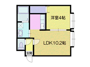 オーシャンプレイス南小樽(1LDK/2階)の間取り写真