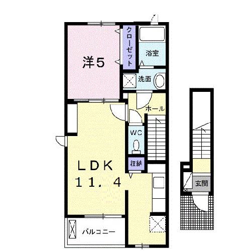 ヴァンベールI(1LDK/2階)の間取り写真