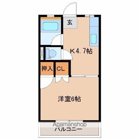 コーポSK(1K/4階)の間取り写真