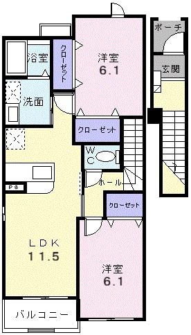 ブリーゼ・F(2LDK/2階)の間取り写真