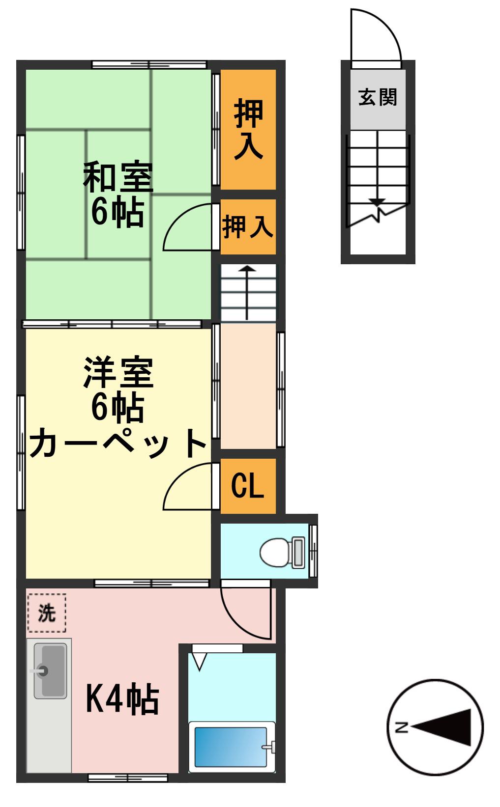 細根荘(2K/2階)の間取り写真