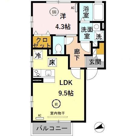 エクセレンテ(1LDK/1階)の間取り写真