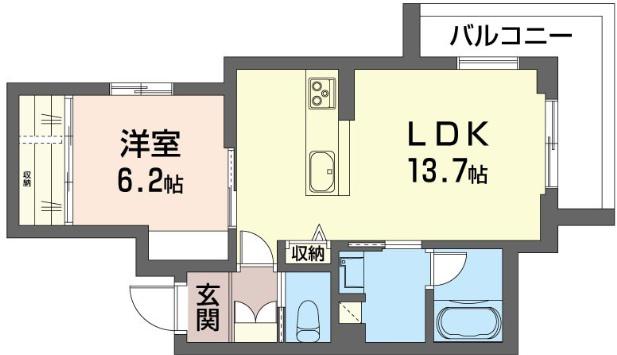 グランブルー武蔵浦和(1LDK/3階)の間取り写真