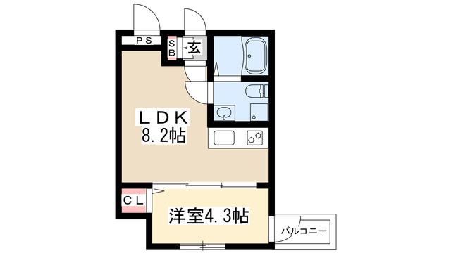 ソリッド春岡(1LDK/1階)の間取り写真