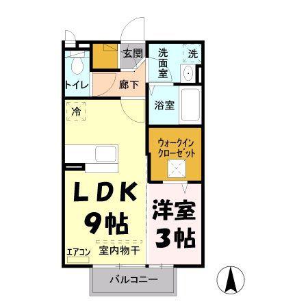 ソルフェージュ(1LDK/1階)の間取り写真