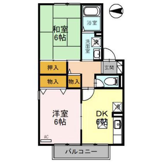 アルメリア(2DK/1階)の間取り写真