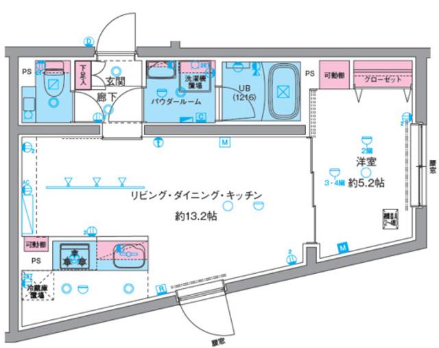 GENOVIA中野坂上(1LDK/4階)の間取り写真