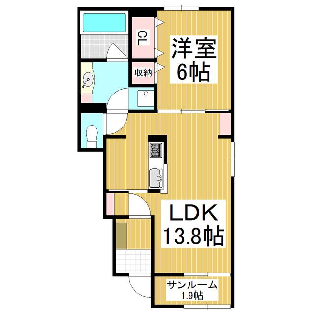 ロジュマン ココティエII(1LDK/1階)の間取り写真