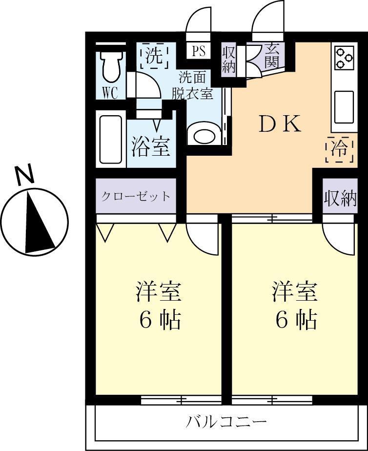 エクスペンションM(2DK/2階)の間取り写真