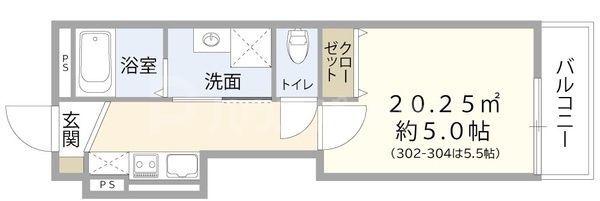 コレド宮原(1K/1階)の間取り写真