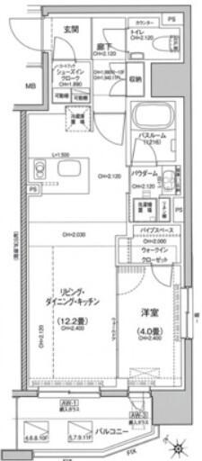 デュオステージ横濱桜木町(1LDK/6階)の間取り写真