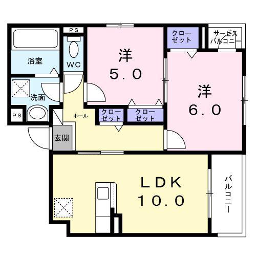 ヒカルサ此花通酉島(2LDK/3階)の間取り写真