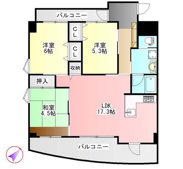 四季の里 秋棟(3LDK/2階)の間取り写真