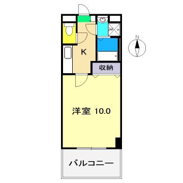シャルメゾン木香(1K/3階)の間取り写真