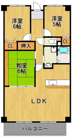 ラフォーレ北園田(3LDK/3階)の間取り写真