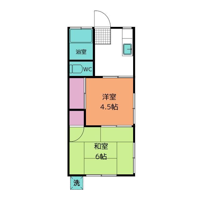 むさしの荘(2K/1階)の間取り写真