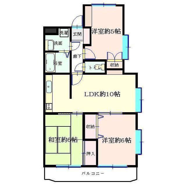 ノーブル梨子ノ木戸(3LDK/4階)の間取り写真