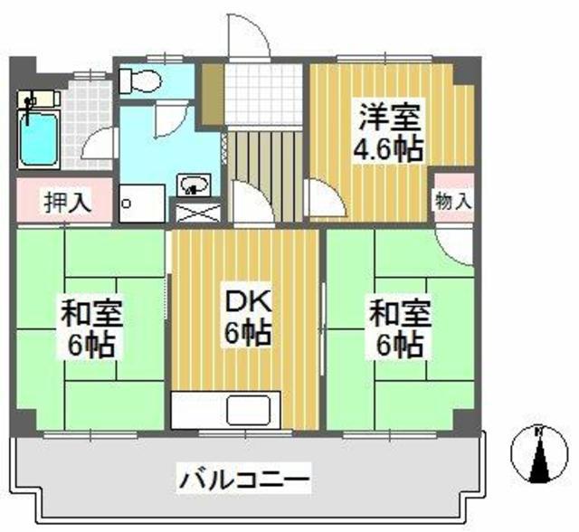 石神井台スカイハイツ(3DK/2階)の間取り写真