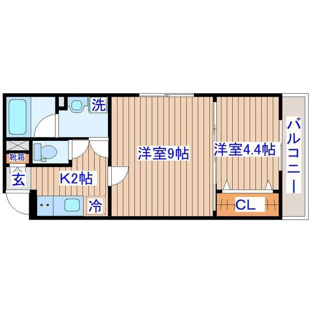 根岸町アパート(2K/1階)の間取り写真