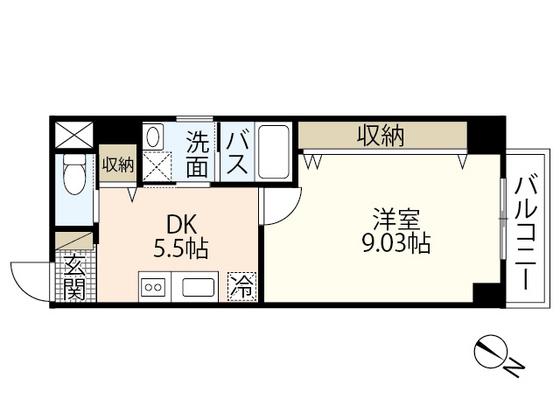 MOI・府中(1DK/3階)の間取り写真