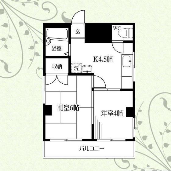 BILLS十番館(2K/3階)の間取り写真