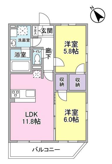 ベルドミール玉川(2SLDK/3階)の間取り写真