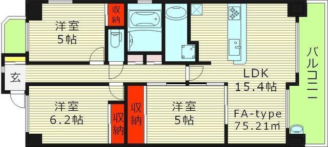 レジディア都島Ⅰ(3LDK/9階)の間取り写真