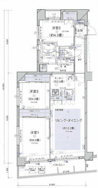 グリーンパーク日本橋人形町通(3LDK/3階)の間取り写真