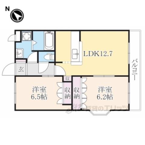 グランディス(2LDK/2階)の間取り写真