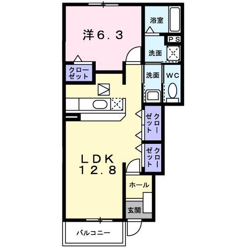 カーサ・プラシード II(1LDK/1階)の間取り写真