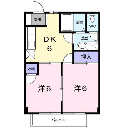 リナージュハイム(2DK/2階)の間取り写真