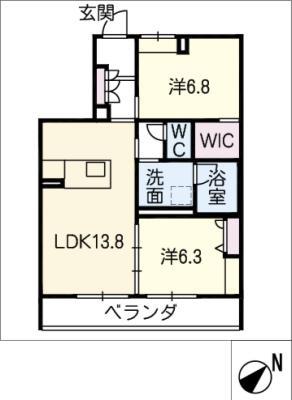 ブルーウィング(2LDK/3階)の間取り写真