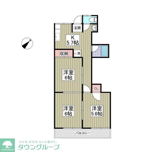 ラパール・ピア(3SDK/2階)の間取り写真