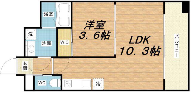 プレジオ弁天町EURO(1LDK/8階)の間取り写真