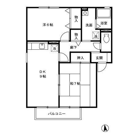 シャルマンハイム(2DK/2階)の間取り写真