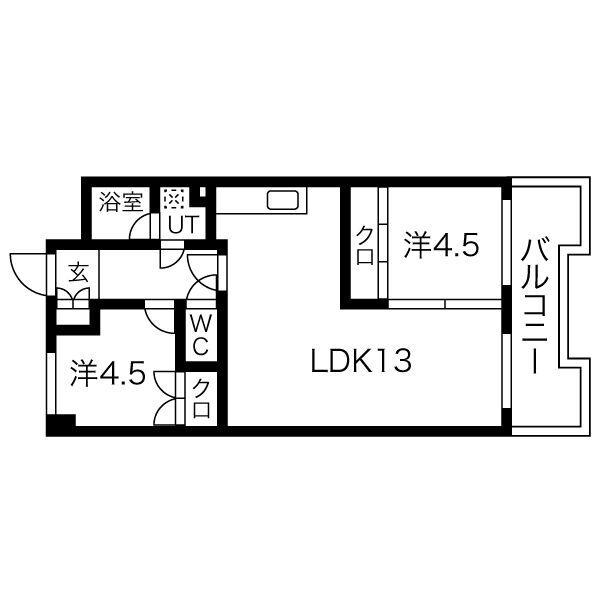 丸玉ハイツ(2LDK/3階)の間取り写真