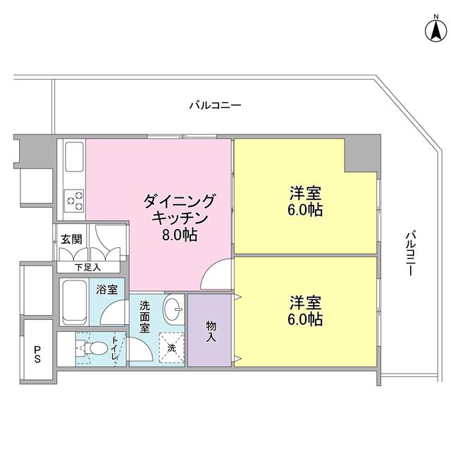 ファーストシティー上落合(2DK/11階)の間取り写真