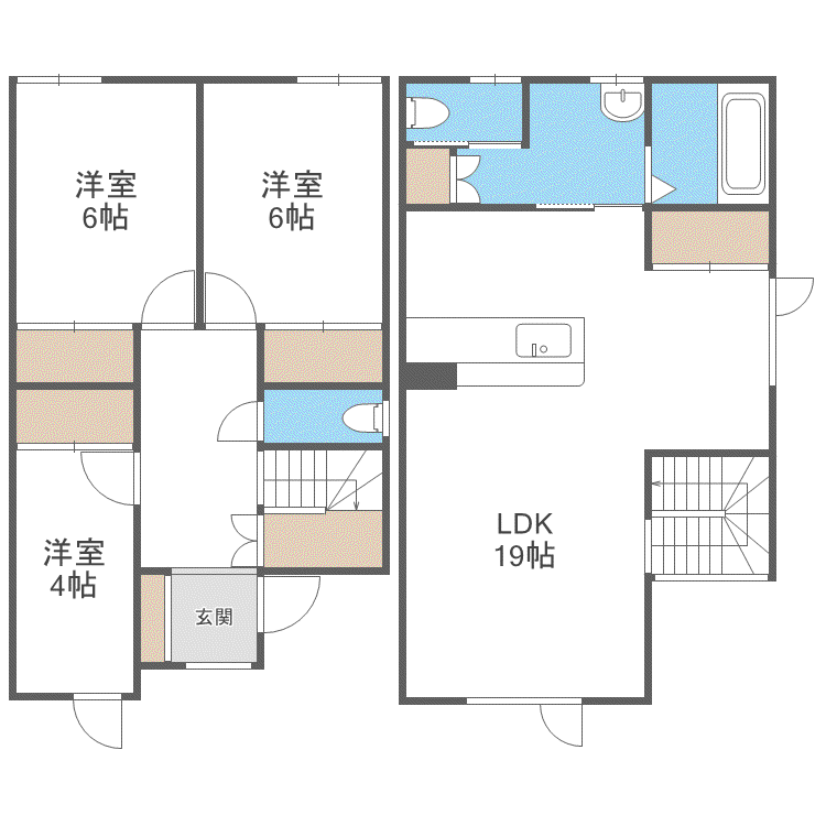 ウインドルーフB(3LDK/1階)の間取り写真