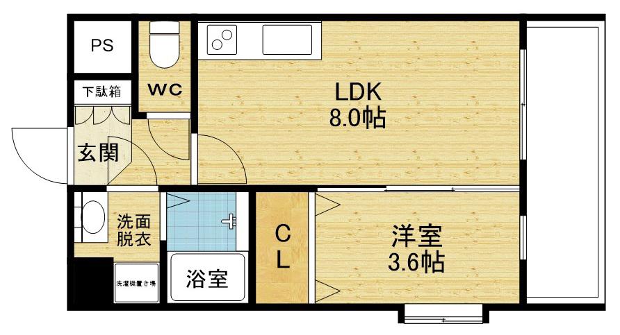 ベルヴェーレ新大阪(1LDK/8階)の間取り写真