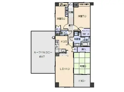 夙川パークホームズ(3LDK/5階)の間取り写真