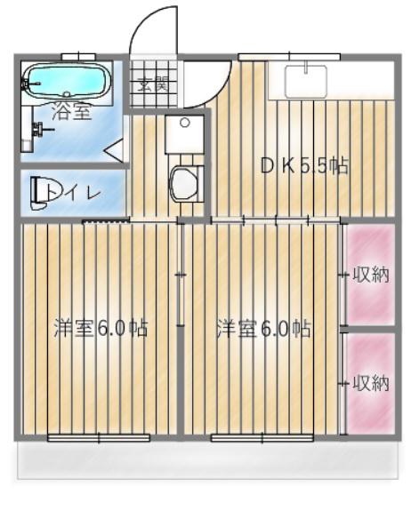 リリーハイツ(2DK/1階)の間取り写真