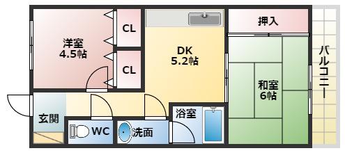 新栄プロパティー島泉(2DK/3階)の間取り写真