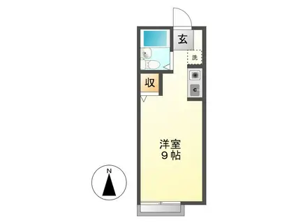 コーポ ルミナス B(ワンルーム/2階)の間取り写真