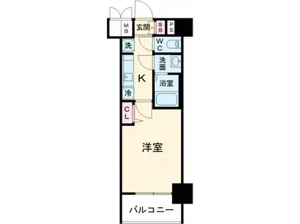 プレサンス兵庫ヴィアーレ(1K/3階)の間取り写真