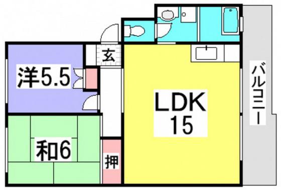 サンコーポ井口B棟(2LDK/2階)の間取り写真