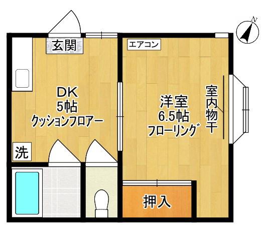 ハイムカガミダ(1DK/2階)の間取り写真