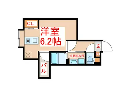 ZEPHYR(ワンルーム/2階)の間取り写真