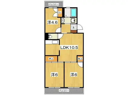 MYフラッツ(3LDK/1階)の間取り写真