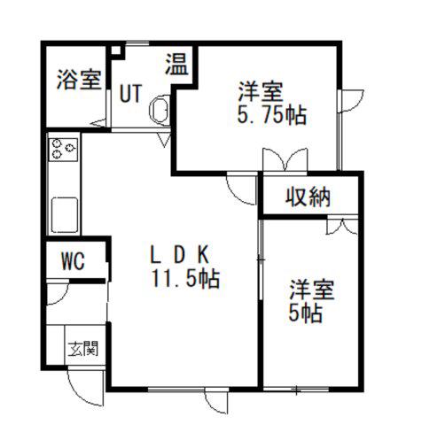 エコハウス幸(2LDK/1階)の間取り写真