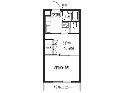 アーバンハイツ向山(2K/2階)の間取り写真